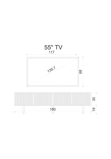 Capella Gri Mdf Country 4 Kapak Duvara Monte 180 Cm Tv Ünitesi