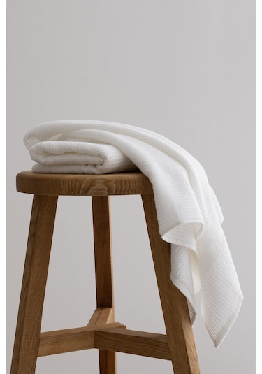 Ivory Beyaz Fitilli Mikro Fiber %100 Pamuk 2li Banyo Havlusu Seti Beyaz