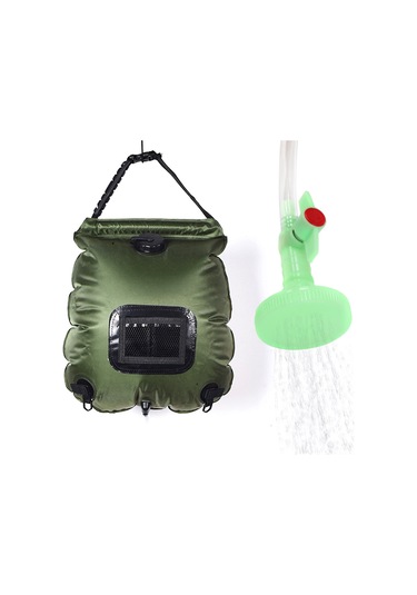 Ranyeek Taşınabilir Güneş Enerjili 20l Kamp Duşu - Portatif Katlanır Sıcak Su Çantası, Outdoor Şarj Edilebilir Yeşil