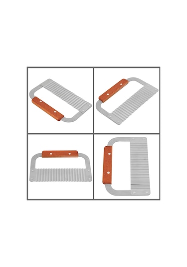 Xiyyadms Ahşap Saplı Paslanmaz Çelik Dalga Kenar Sabun, Sebze, Mum Kesici - Dayanıklı Ve Kolay Kullanım Diğer