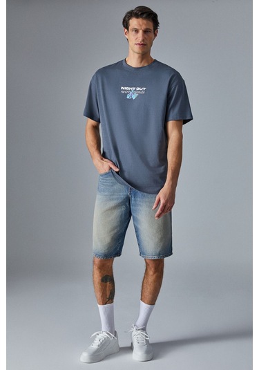 GRIMELANGE Nıghtout Erkek Oversize Fit Antrasit T-shirt Antrasit