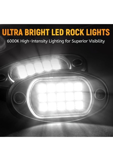 Xuweiwei 8 Pods Araç Led Işıkları Rock Işıkları 6000k Beyaz Led Araç Altı Aydınlatma Suv Kamyon Motosiklet Atv Utv Pickups Off Road