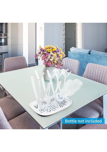 Hfambition Beyaz Çocuk Biberon Kurutma Rafı, Taşınabilir Katlanabilir, 8 Adet Biberon Kapasitesi, Çift Katlı Su Alma Tepsili, Ev Ve Seyahat İçin Pratik Beyaz