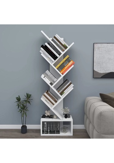 Reyo Home Enda Erine 8 Raflı Zikzak Kitaplık Beyaz