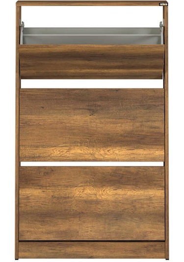 Flat Duo 3 Katlı Geniş Ayakkabılık - Oslo Ceviz 73x119x26 Cm Ceviz