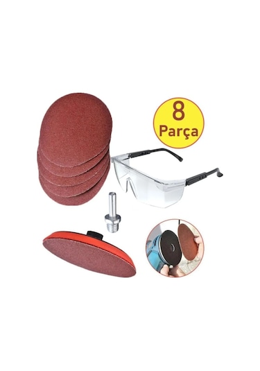 Ugr Cırt Zımpara Seti Matkap Aparatı Gözlük 115 Mm 8 Parça