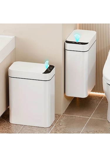 Honeybeeshop Beyaz 11l Mutfak Banyo Dokunmatik Otomatik Sensor Kapakli Cop Kutusu