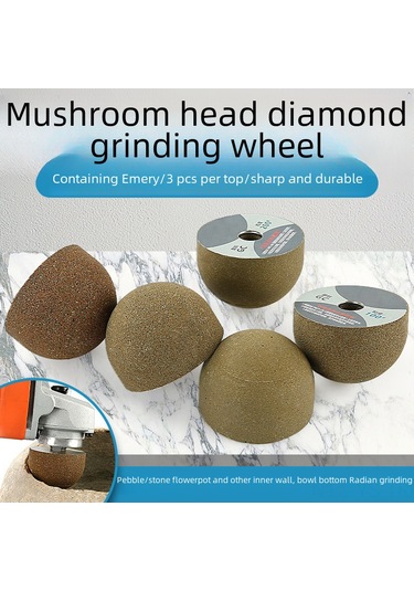 Yunboo Küçük Mantar Kafalı Elmas Zımpara Taş, Porselen, Çanak Yapımı İçin İç Bükey Yuvarlak Taban Zımparalama Aleti 200 İnce
