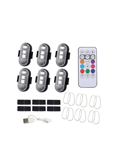 Shineyee Çok Amaçlı Güvenlik Işığı: 8 Renk Seçeneği, Ip65 Su Geçirmez, Uzaktan Kumandalı, 110mah Pil, Araçlar Ve Dronlar İçin. Siyah