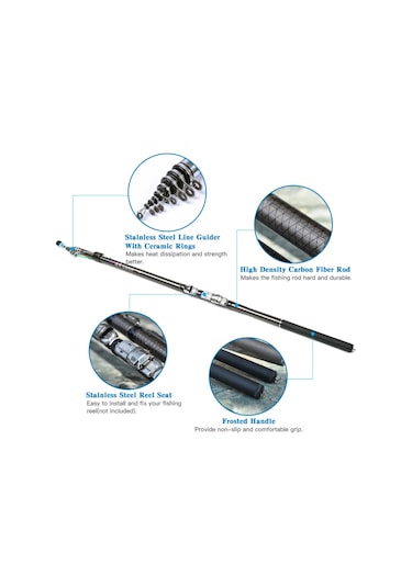 Mufunye 2.7m-6.3m Profesyonel Teleskopik Karbon Olta Kamışı - Ultra Hafif & Yüksek Dirençli Balıkçılık Ekipmanı