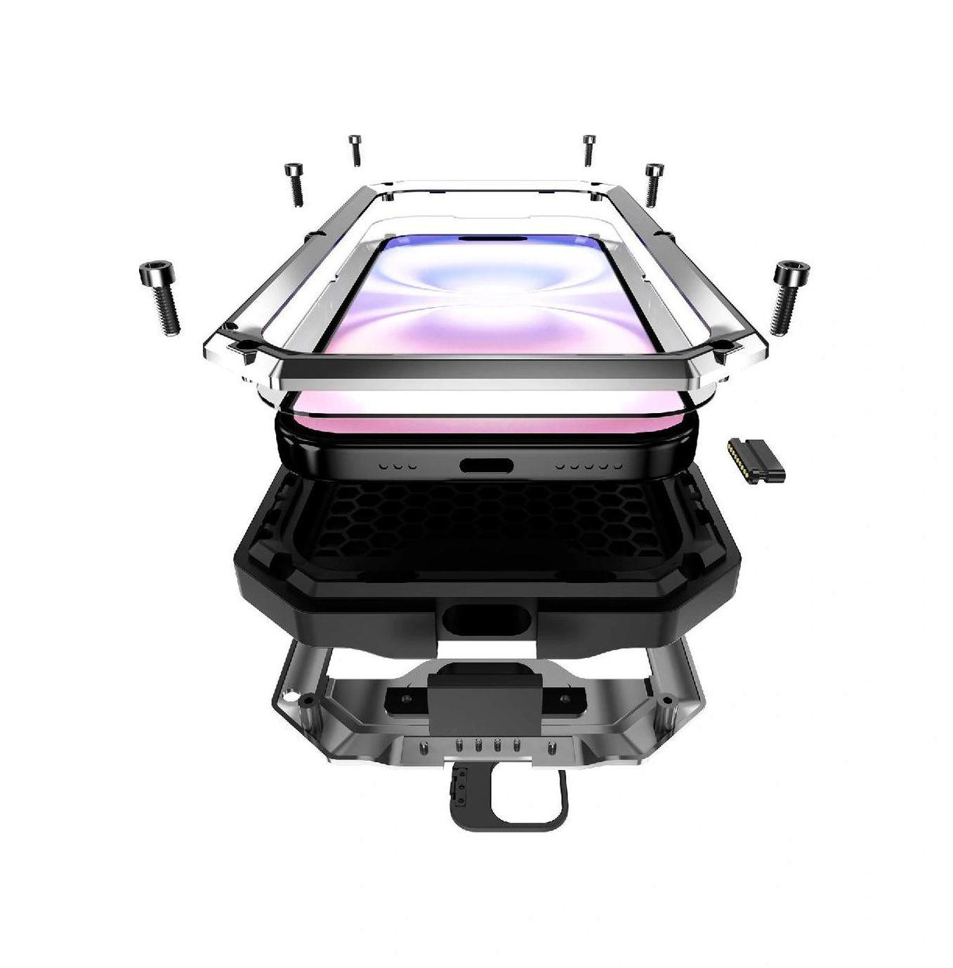 İiphone 17 İçin Metal Standlı Telefon Kılıfı Dahili Kamera Kickstand Cam Ekran Koruyucu Ağır Hizmet Şok Geçirmez