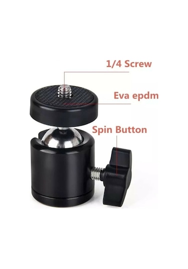 Tripod Slr Kamera Için 360 Derece Dönebilen Metal Mafsal Aparatı 1/4