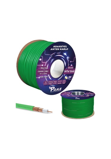 Anten Kablosu Gold Rg6/u4 64tel 1.02 Yeşil 100mt Poke Pk-1358