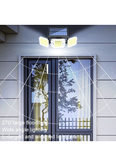 Sones Dış Mekan Üçlü Kafa 224led Çift Sensörlü Güneş Enerjili Duvar Işığı Dönen Gövde Sensörlü Işık Bahçe Ev Aydınlatması, Stil: İntegral