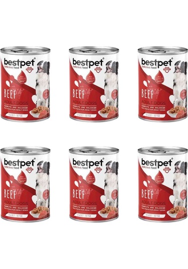 Bestpet Biftek Parça Etli Yetişkin Köpek Yaş Maması 415 Gr X 6 Adet