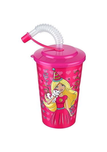 Barbie Kapaklı Pipetli Bardak 400 Ml