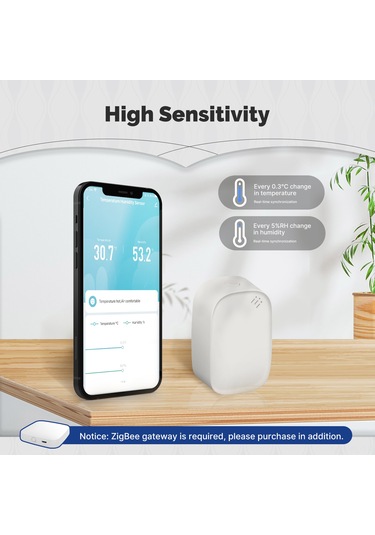 Lemestar Akıllı Ev İçin Kablosuz Tuya Zigbee Sıcaklık Ve Nem Sensörü - Google Asistan Uyumlu