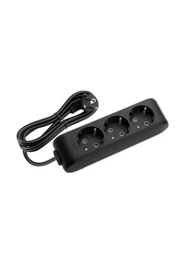 Multi-let 3'lü 5 Mt Kablolu Topraklı Grup Priz - Siyah 5 M