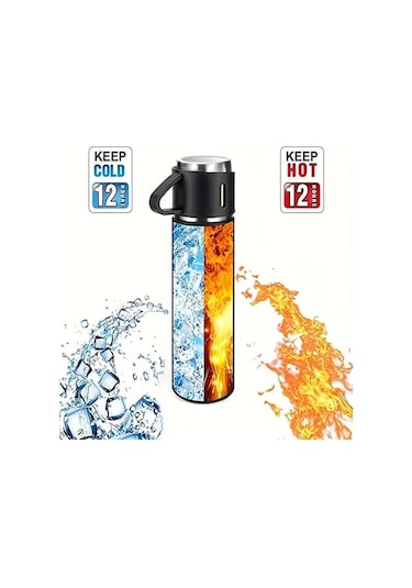 Trendooze Sunshine022 Mavi 16.9oz Paslanmaz Çelik Termos Bardağı Seyahat Seti Sıcak Soğuk Tutar Mavi