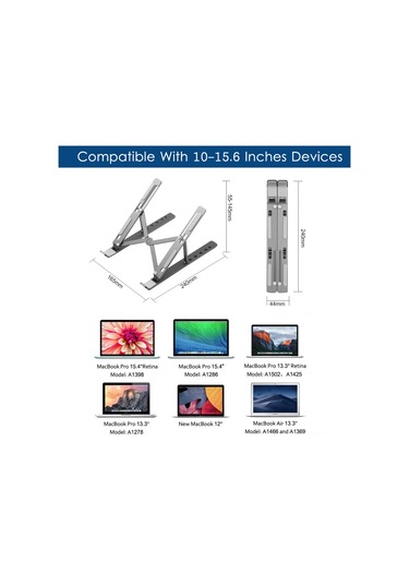 Qingmipy Alüminyum 6 Seviye Yükseklik Ayarlanabilir, Taşınabilir Katlanabilir, Soğutma Özelliği, 10-15.6 İnç Bilgisayar/tablet İçin Destek, Siyah