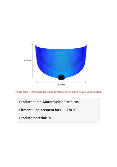 Neevoyu Hjc İ70 İ10 Kask İçin Değiştirme Camı - Uv, Toz, Çarpma Ve Sis Koruma - Transparan Mavi Revo Lentil