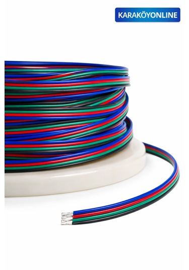 10 Metre Rgb Kablo 4 Lü Şerit Led Kablosu 4x0.22 Kalaylı Bakır