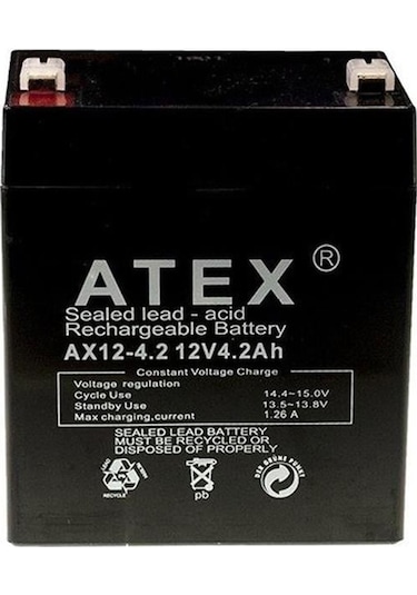 Atex Ax12-4.2 12 Volt 4.2 Amper Kuru Akü 90x70x101 Mm