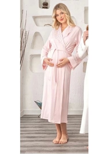 Bone 5930 Lycra Nevrürlü Şal Yaka Sabahlık Pudra