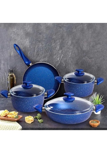 Papilla Argos 7'li Tencere Seti-blue Altın - Gri