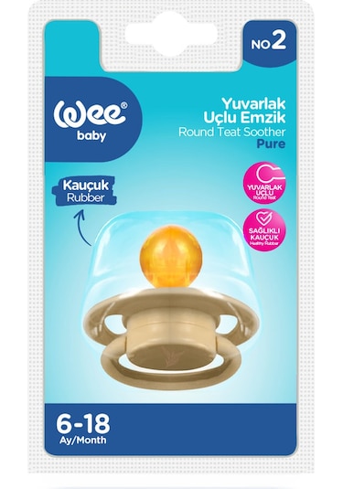 Wee Baby Pure Yuvarlak Uçlu Kauçuk Emzik No:2 Krem 6-18 Ay