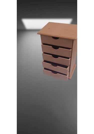 Hobi Dekoratif Takı Şifonyeri 5 Çekmece Model Ham Ahşap Mdf El Yapımı