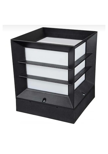 Izgaralı Küp Fener Set Üstü Armatür Bahçe Aplik Siyah