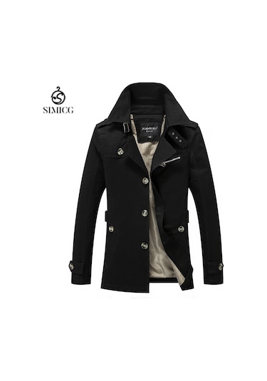 Erkek İnce Günlük Ceket Erkek Orta Boy Rüzgarlık Ceket Siyah