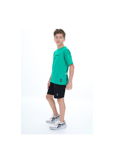 Toontoy Kids Toontoy Erkek Çocuk Baskılı Şortlu Takım Koyu Yeşil