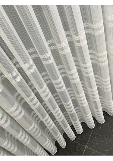 Perdefony Eteği Bantlı Düz Tül Perde Hafif Simli Ürün