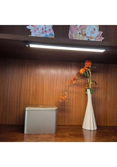 Dashanshop Aiwellkay 2li İnce Alüminyum Dolap Altı Hareket Sensörlü 3 Renk Sıcaklığı Ayarlanabilir Usb Şarjlı Manyetik Başlık Silvery 40cm Gümüş Rengi