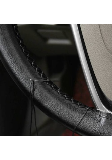 Dikme Direksiyon Kılıfı Soft Siyah Deri Siyah Ip Mum Ipli