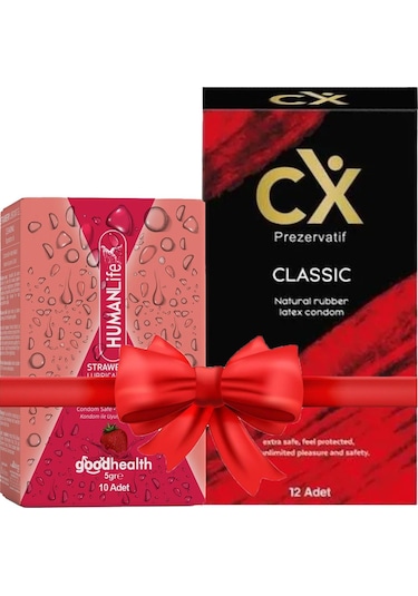 Cx Prezervatif Classic 12'li + Humanlife 5 Gr X 10 Çilek Aromalı Kayganlaştırıcı Jel Lubricant