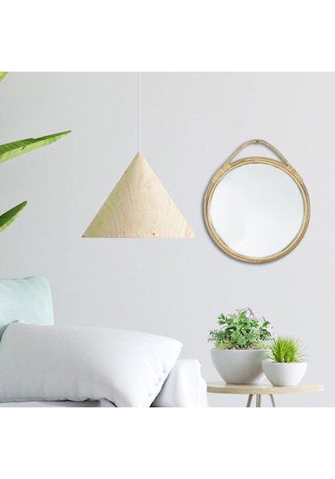 Suntek Yuvarlak Duvar Aynası Rattan Çerçeve 11 '' Yuvarlak Bej