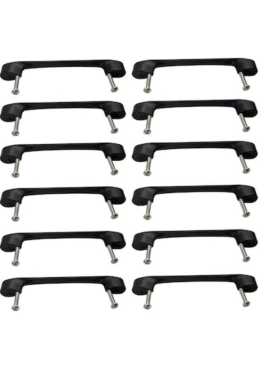 12 Adet Siyah Mutfak Kapı Kolu 96mm Çinko Alaşımlı Çekmece Kapı Kolları