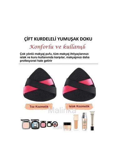 Melien Çift Kurdeleli Kadife Makyaj Süngeri + Mini Puf Meyve Desenli Makyaj Süngeri