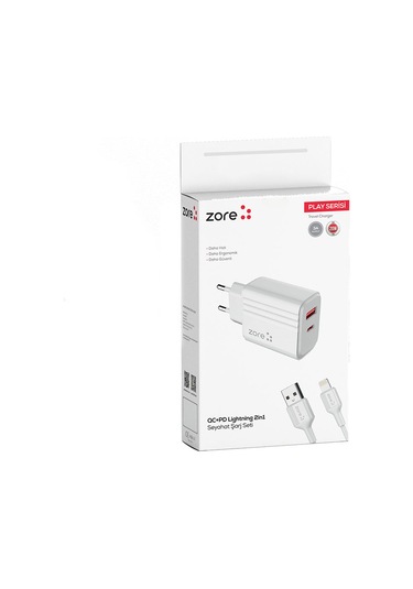 Mobilefix Play Serisi Pl05 Lightning 2in1 Seyahat Şarj Aleti 20w - Beyaz Beyaz