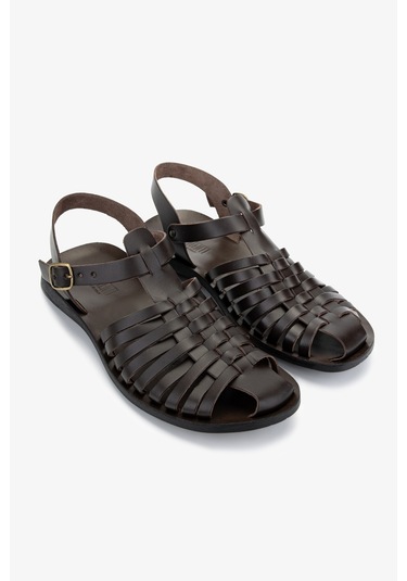 Valmenti Erkek Hakiki Deri Kahverengi Düz Sandalet 1152 27012 Erk Sndlt Y25 T.moro Kahverengi