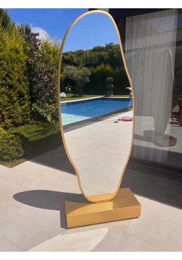 Asimetrik Ayna, Ultralüx Boy Aynası, Asimetrik Boy Aynası 188x66 180 X 65 Gold
