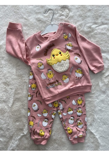 Serpme Civciv Desenli İkili Takım somon