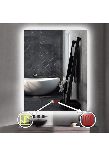60x80 H Cm Buğu Çözücülü Dokunmatik Işıklı Ledli Banyo Aynası