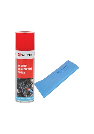 Würth Motor Temizleyici Sprey 500 Ml + Güderi Bez Mavi 130 Gr N11.220