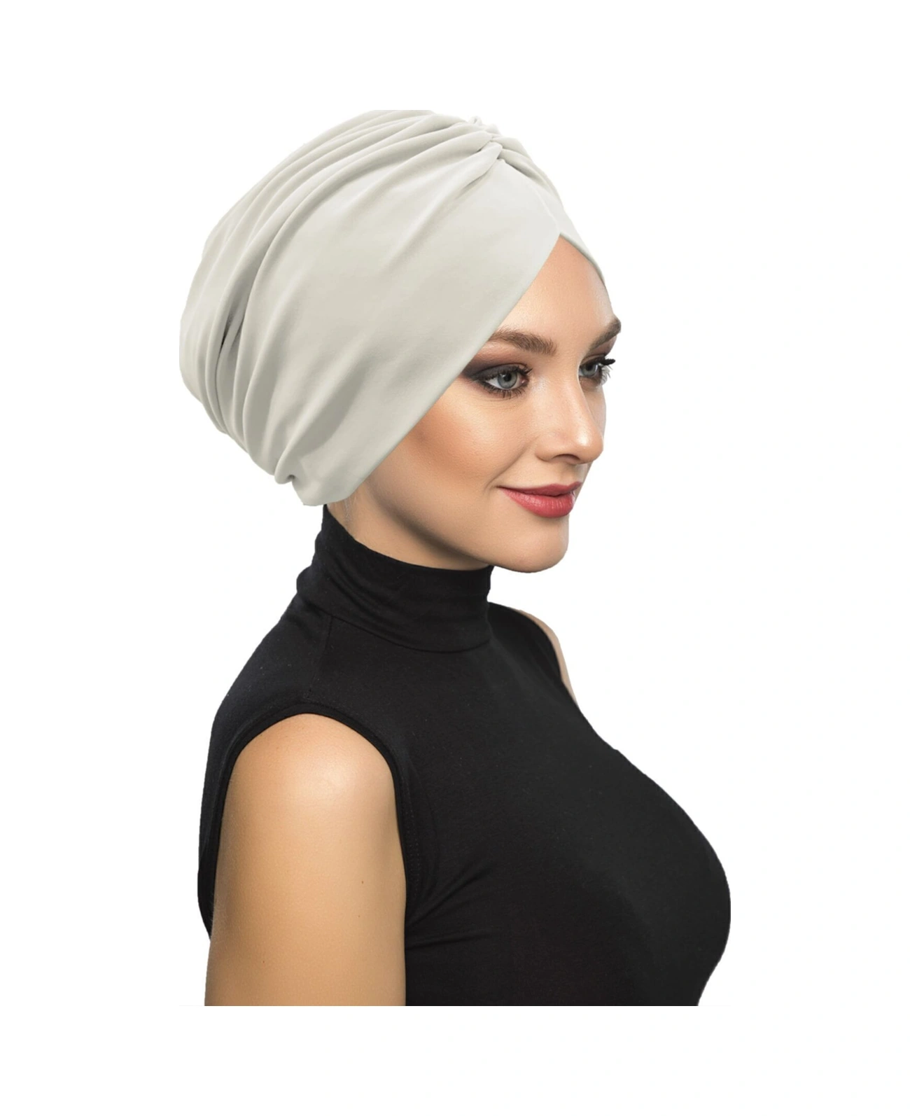 Büzme Çift Taraflı Krem Hazır Türban Tesettür Havuz Bonesi Krem