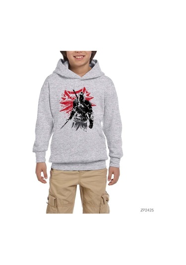 The Witcher Assassin Gri Çocuk Kapşonlu Sweatshirt