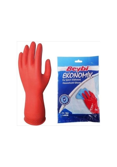 Beybi Ekonomik Ev Işleri Ve Bulaşık Eldiveni Kırmızı 9/9,5 1Çift